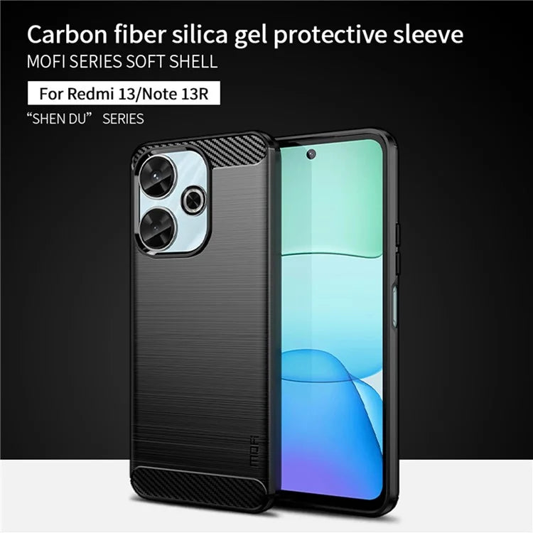 MOFI JK TPU Series-1 For Xiaomi Redmi 13 5G / 13 4G / Redmi Note 13R 5G TPU Phone Case Carbon Fiber Texture
