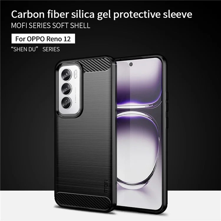 MOFI JK TPU Series-1 For Oppo Reno12 5G (Global) Case Carbon Fiber Texture TPU Soft Phone Cover
