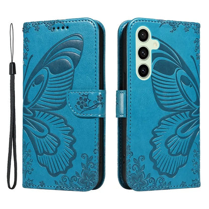 For Samsung Galaxy S24 FE Case Stand PU Leather Wallet Phone Cover Butterfly Pattern