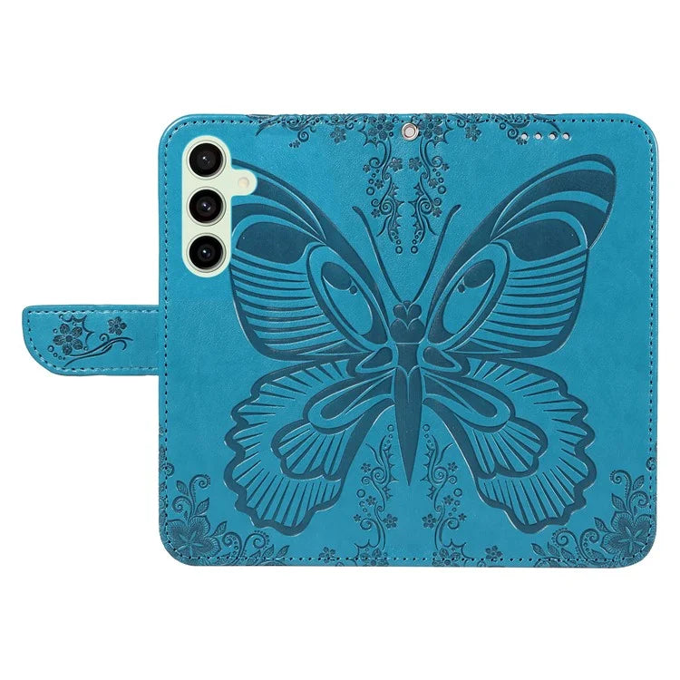 For Samsung Galaxy S24 FE Case Stand PU Leather Wallet Phone Cover Butterfly Pattern
