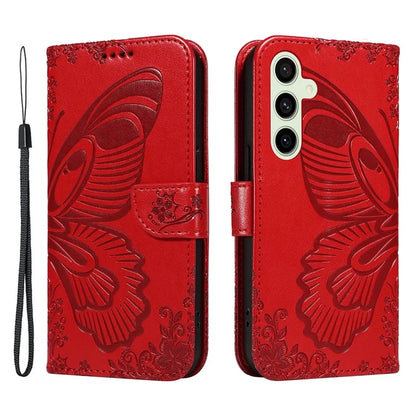 For Samsung Galaxy S24 FE Case Stand PU Leather Wallet Phone Cover Butterfly Pattern