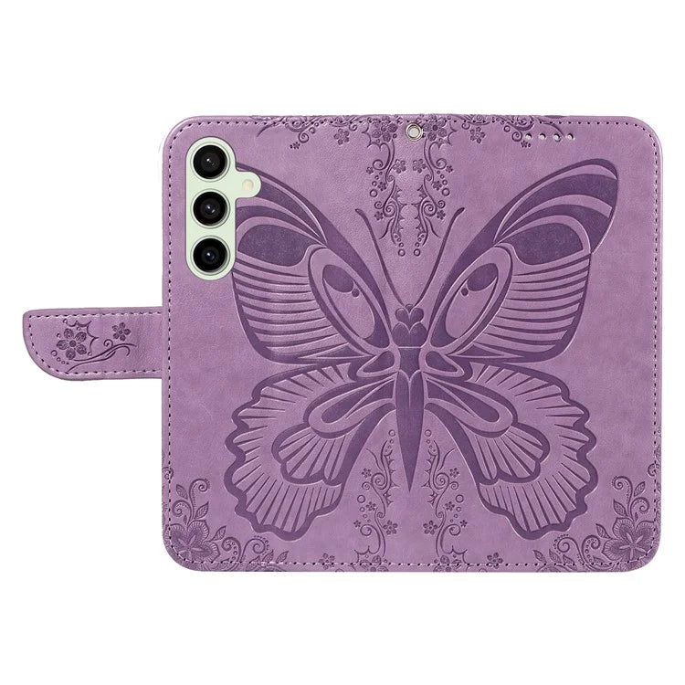 For Samsung Galaxy S24 FE Case Stand PU Leather Wallet Phone Cover Butterfly Pattern