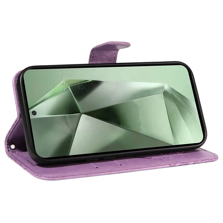 For Samsung Galaxy S24 FE Case Stand PU Leather Wallet Phone Cover Butterfly Pattern