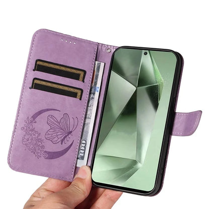 For Samsung Galaxy S24 FE Case Stand PU Leather Wallet Phone Cover Butterfly Pattern