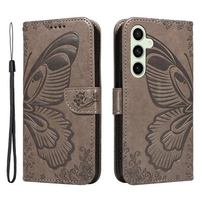 For Samsung Galaxy S24 FE Case Stand PU Leather Wallet Phone Cover Butterfly Pattern
