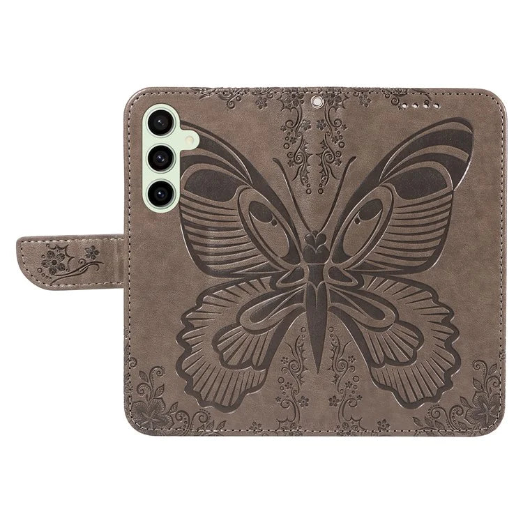 For Samsung Galaxy S24 FE Case Stand PU Leather Wallet Phone Cover Butterfly Pattern
