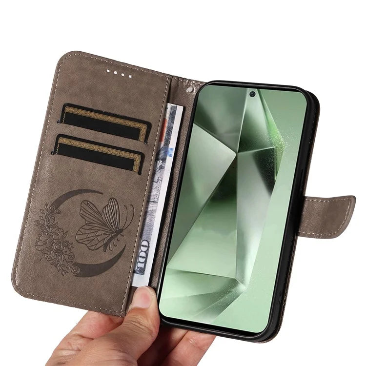 For Samsung Galaxy S24 FE Case Stand PU Leather Wallet Phone Cover Butterfly Pattern