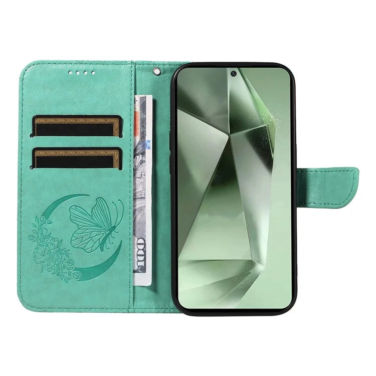 For Samsung Galaxy S24 FE Case Stand PU Leather Wallet Phone Cover Butterfly Pattern