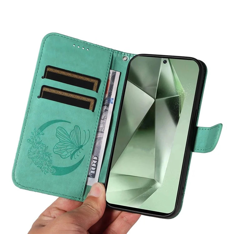 For Samsung Galaxy S24 FE Case Stand PU Leather Wallet Phone Cover Butterfly Pattern