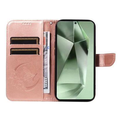 For Samsung Galaxy S24 FE Case Stand PU Leather Wallet Phone Cover Butterfly Pattern