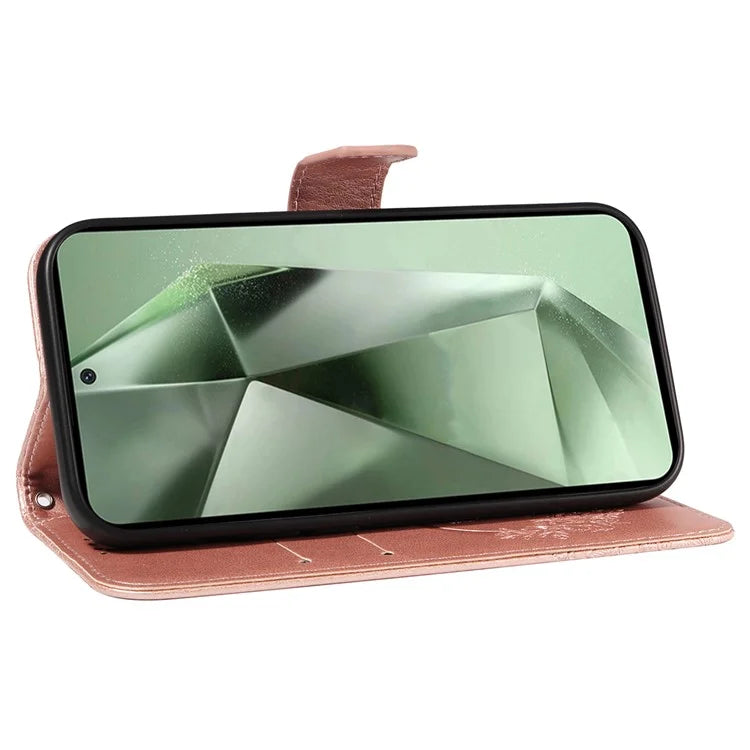 For Samsung Galaxy S24 FE Case Stand PU Leather Wallet Phone Cover Butterfly Pattern