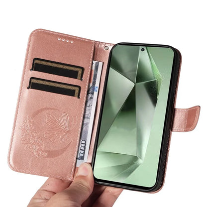 For Samsung Galaxy S24 FE Case Stand PU Leather Wallet Phone Cover Butterfly Pattern