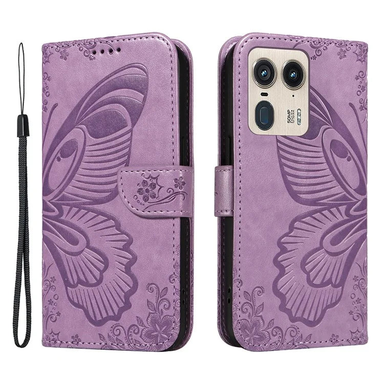 For Motorola Moto X50 Ultra 5G / Edge 50 Ultra 5G Case Butterfly PU Leather Phone Cover Folio Wallet