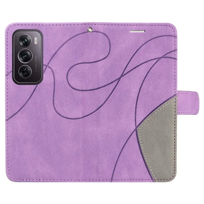KT Leather Series-1 For Oppo Reno12 Pro 5G (Global) / Reno12 Pro 5G (China) Color Splicing Leather Phone Cover