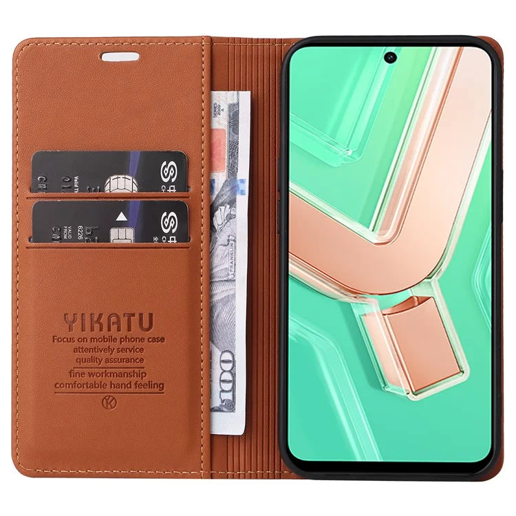 YIKATU YK-001 For vivo Y28 4G Case Card Slot Stand Leather Phone Cover Strong Magnetic