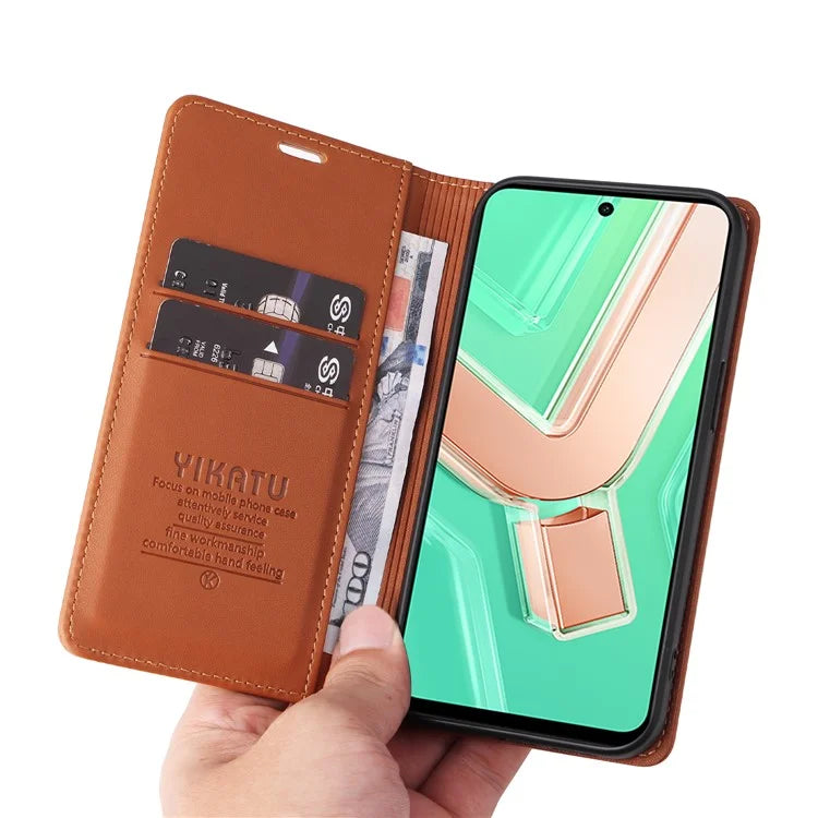 YIKATU YK-001 For vivo Y28 4G Case Card Slot Stand Leather Phone Cover Strong Magnetic