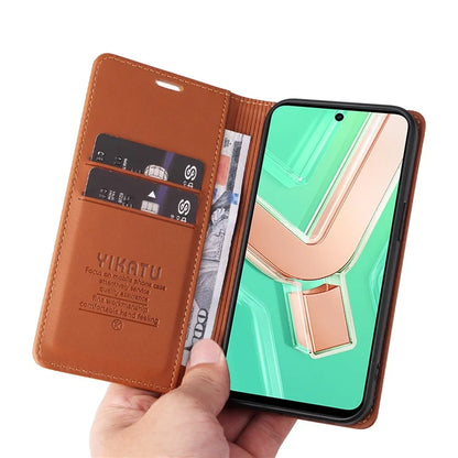 YIKATU YK-001 For vivo Y28 4G Case Card Slot Stand Leather Phone Cover Strong Magnetic