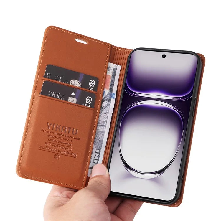 YIKATU YK-001 For Oppo Reno12 Pro 5G (China) / (Global) Case Leather Magnetic Auto-Absorbed Phone Cover