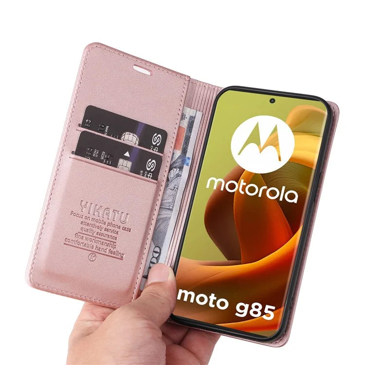 YIKATU YK-001 For Motorola Moto G85 5G / S50 Neo 5G Wallet Case Strong Magnetic Leather Phone Cover