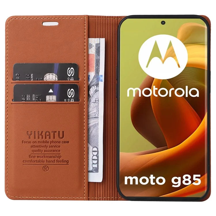 YIKATU YK-001 For Motorola Moto G85 5G / S50 Neo 5G Wallet Case Strong Magnetic Leather Phone Cover