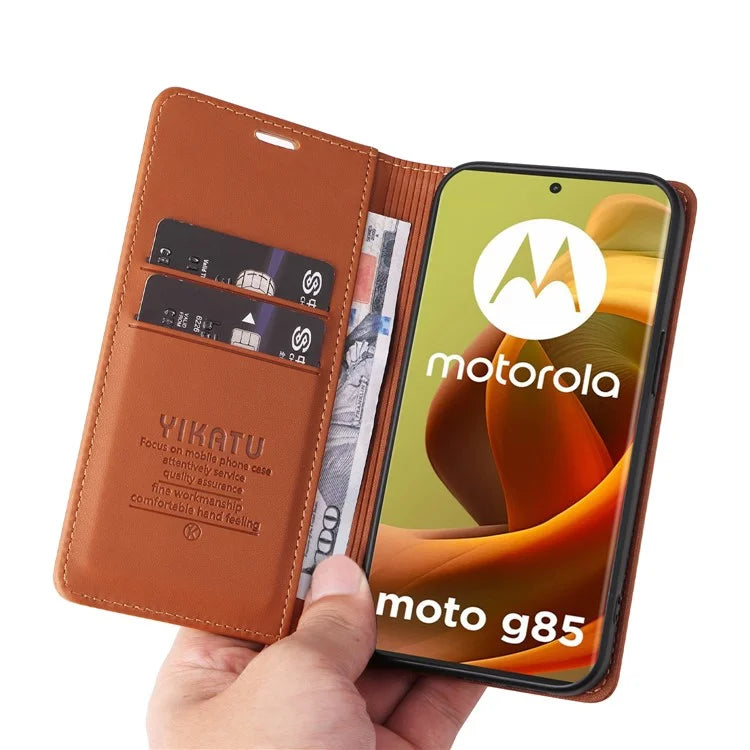 YIKATU YK-001 For Motorola Moto G85 5G / S50 Neo 5G Wallet Case Strong Magnetic Leather Phone Cover