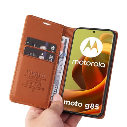YIKATU YK-001 For Motorola Moto G85 5G / S50 Neo 5G Wallet Case Strong Magnetic Leather Phone Cover