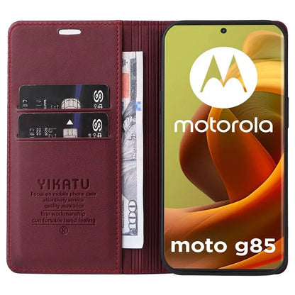 YIKATU YK-001 For Motorola Moto G85 5G / S50 Neo 5G Wallet Case Strong Magnetic Leather Phone Cover