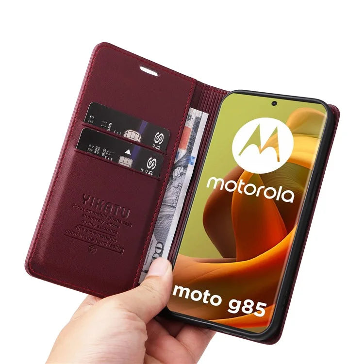 YIKATU YK-001 For Motorola Moto G85 5G / S50 Neo 5G Wallet Case Strong Magnetic Leather Phone Cover
