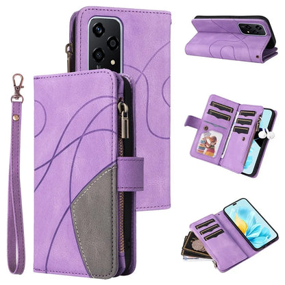 KT Multi-Function Series-5 For Honor 200 Lite Cover PU Leather Dual Color Splicing Cell Phone Case