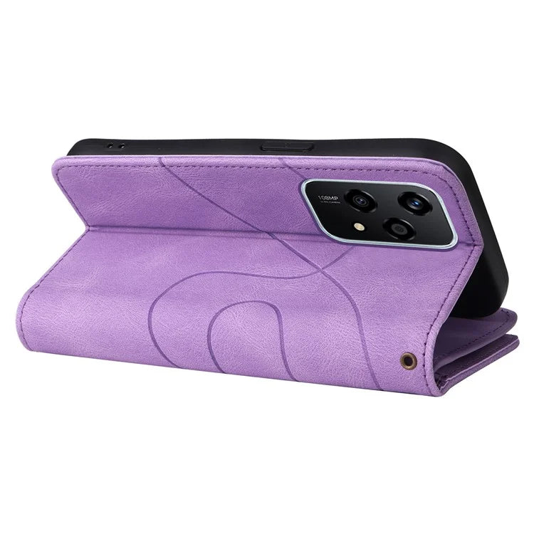 KT Multi-Function Series-5 For Honor 200 Lite Cover PU Leather Dual Color Splicing Cell Phone Case