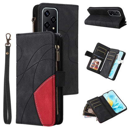 KT Multi-Function Series-5 For Honor 200 Lite Cover PU Leather Dual Color Splicing Cell Phone Case