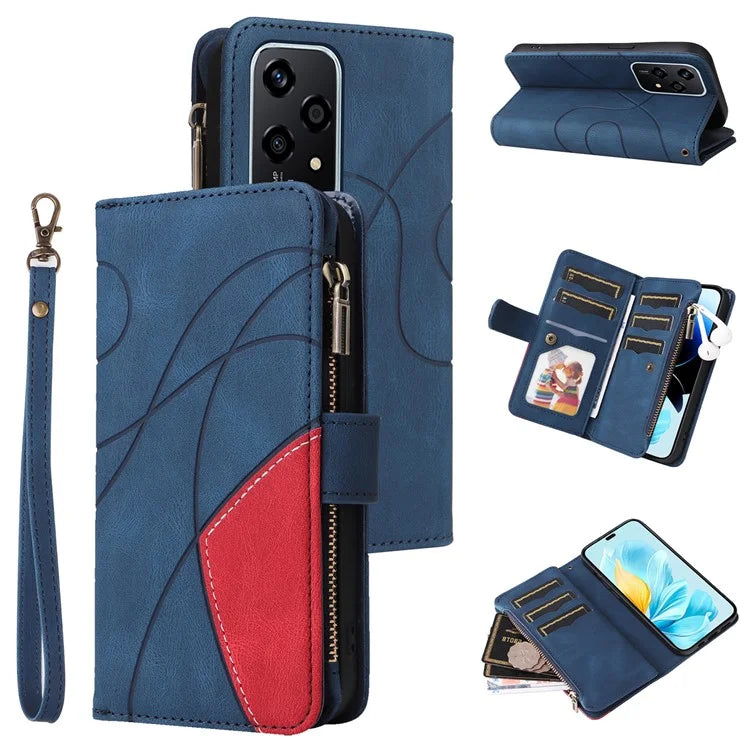 KT Multi-Function Series-5 For Honor 200 Lite Cover PU Leather Dual Color Splicing Cell Phone Case