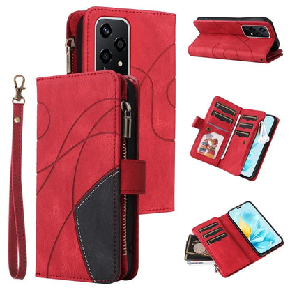 KT Multi-Function Series-5 For Honor 200 Lite Cover PU Leather Dual Color Splicing Cell Phone Case