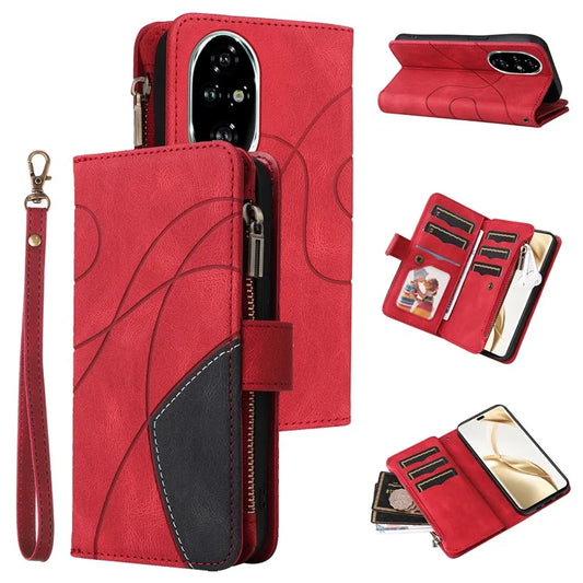 KT Multi-Function Series-5 For Honor 200 Pro 5G Cover PU Leather Dual Color Splicing Cell Phone Case