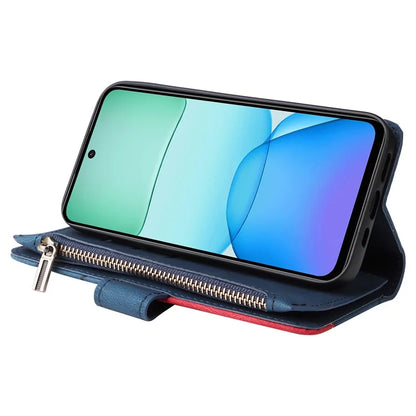 KT Multi-Function Series-5 For Xiaomi Redmi 13 5G / 13 4G / Note 13R 5G Cover PU Leather Dual Color Splicing Cell Phone Case