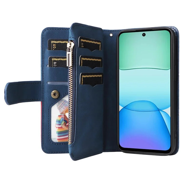 KT Multi-Function Series-5 For Xiaomi Redmi 13 5G / 13 4G / Note 13R 5G Cover PU Leather Dual Color Splicing Cell Phone Case