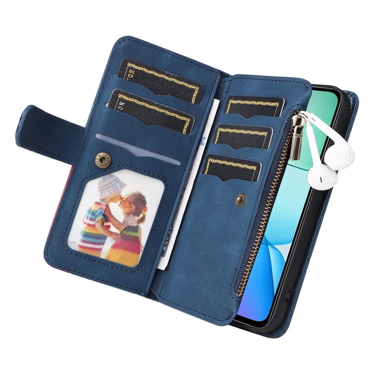 KT Multi-Function Series-5 For Xiaomi Redmi 13 5G / 13 4G / Note 13R 5G Cover PU Leather Dual Color Splicing Cell Phone Case