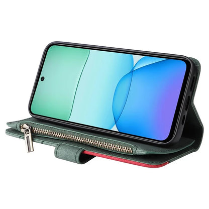KT Multi-Function Series-5 For Xiaomi Redmi 13 5G / 13 4G / Note 13R 5G Cover PU Leather Dual Color Splicing Cell Phone Case