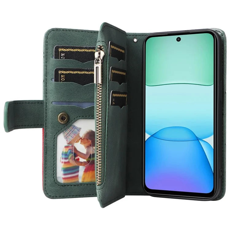 KT Multi-Function Series-5 For Xiaomi Redmi 13 5G / 13 4G / Note 13R 5G Cover PU Leather Dual Color Splicing Cell Phone Case