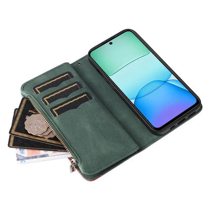 KT Multi-Function Series-5 For Xiaomi Redmi 13 5G / 13 4G / Note 13R 5G Cover PU Leather Dual Color Splicing Cell Phone Case