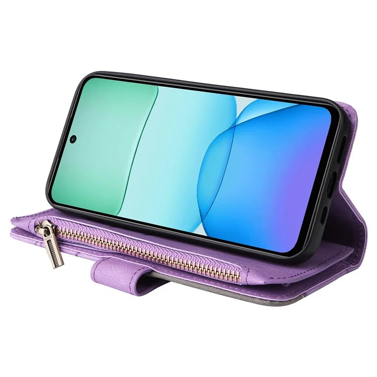 KT Multi-Function Series-5 For Xiaomi Redmi 13 5G / 13 4G / Note 13R 5G Cover PU Leather Dual Color Splicing Cell Phone Case