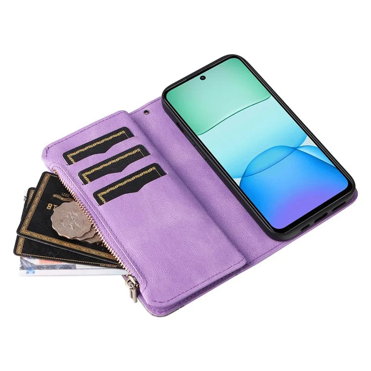 KT Multi-Function Series-5 For Xiaomi Redmi 13 5G / 13 4G / Note 13R 5G Cover PU Leather Dual Color Splicing Cell Phone Case