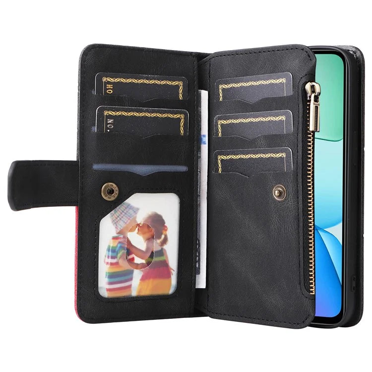 KT Multi-Function Series-5 For Xiaomi Redmi 13 5G / 13 4G / Note 13R 5G Cover PU Leather Dual Color Splicing Cell Phone Case