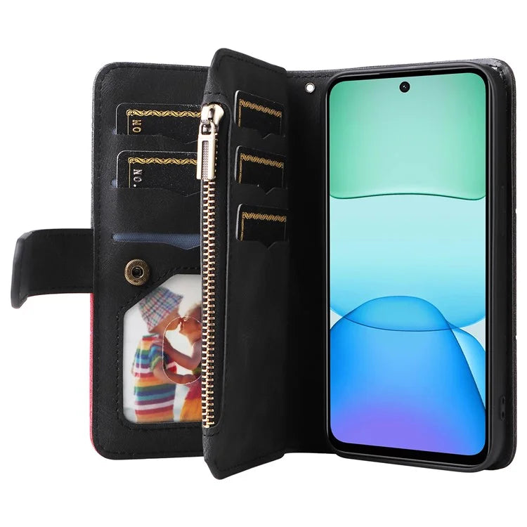 KT Multi-Function Series-5 For Xiaomi Redmi 13 5G / 13 4G / Note 13R 5G Cover PU Leather Dual Color Splicing Cell Phone Case