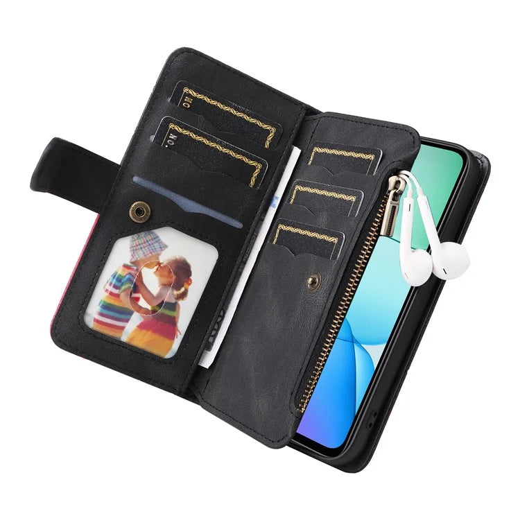 KT Multi-Function Series-5 For Xiaomi Redmi 13 5G / 13 4G / Note 13R 5G Cover PU Leather Dual Color Splicing Cell Phone Case