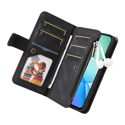 KT Multi-Function Series-5 For Xiaomi Redmi 13 5G / 13 4G / Note 13R 5G Cover PU Leather Dual Color Splicing Cell Phone Case