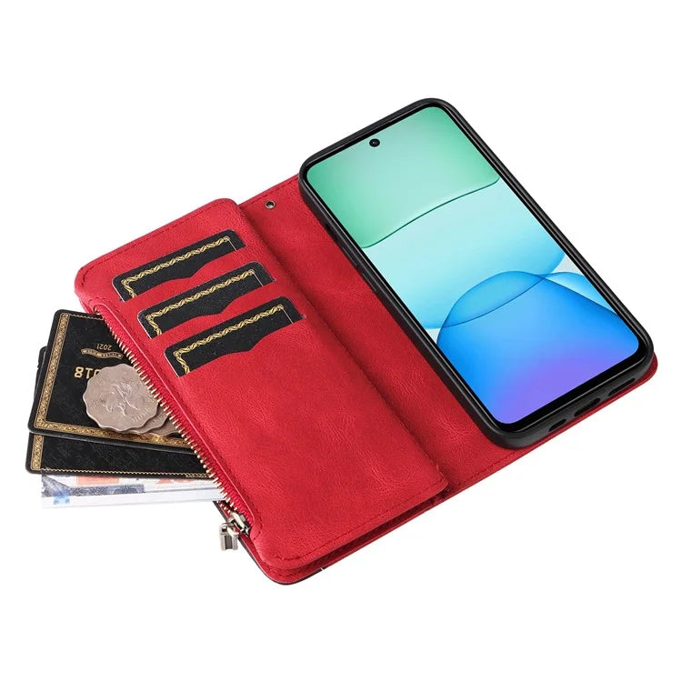 KT Multi-Function Series-5 For Xiaomi Redmi 13 5G / 13 4G / Note 13R 5G Cover PU Leather Dual Color Splicing Cell Phone Case