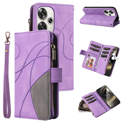 KT Multi-Function Series-5 For Xiaomi Redmi Turbo 3 5G / Poco F6 5G Cover PU Leather Dual Color Splicing Cell Phone Case