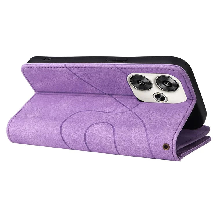 KT Multi-Function Series-5 For Xiaomi Redmi Turbo 3 5G / Poco F6 5G Cover PU Leather Dual Color Splicing Cell Phone Case