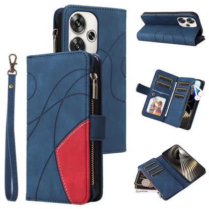 KT Multi-Function Series-5 For Xiaomi Redmi Turbo 3 5G / Poco F6 5G Cover PU Leather Dual Color Splicing Cell Phone Case